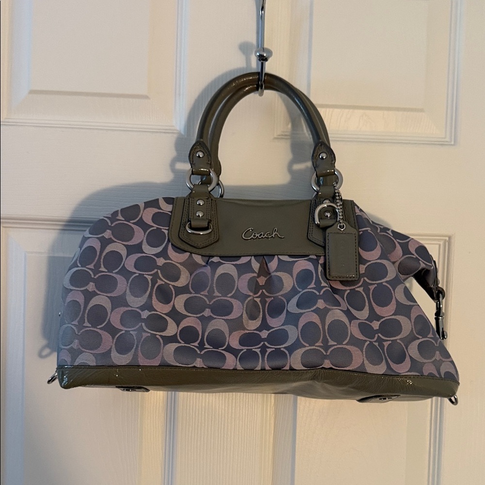 Authentic Coach Signature Gray and Pink Satchel